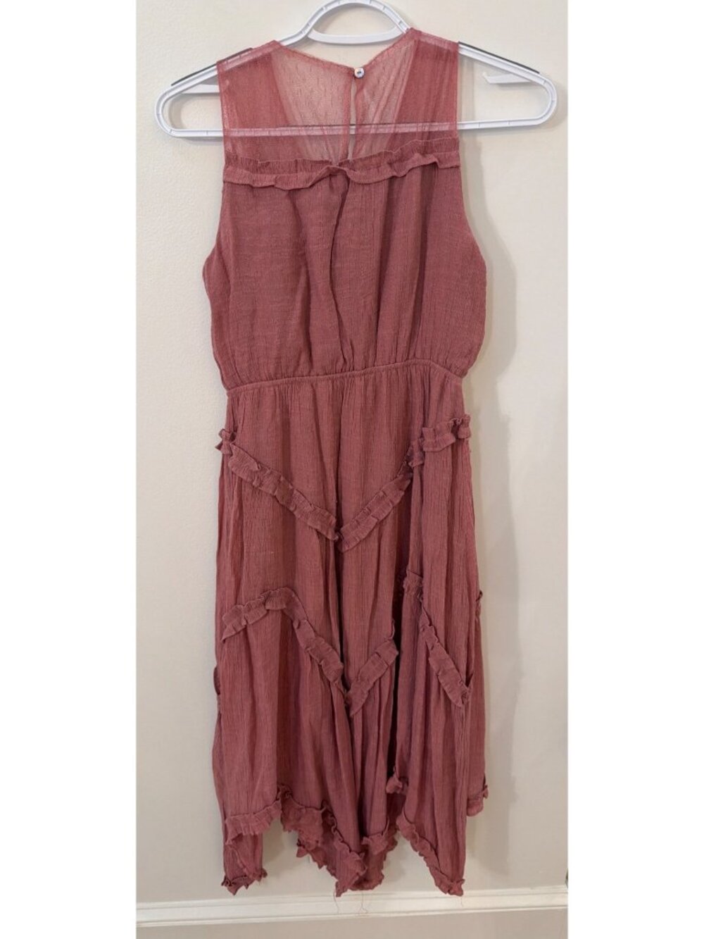 Joyfolie Mia Joy Girls 14 Madison Dress in Crushed Rose Ruffled high-low hem Pin